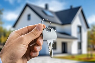 Key Handed Over in Front of New House Providing Sense of Ownership