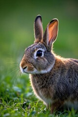 Fototapeta premium there is a rabbit that is sitting in the grass