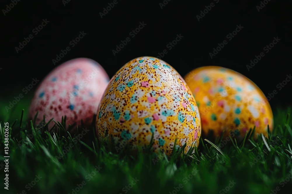 Poster easter chaos with scattered apples and oranges, creating a colorful and vibrant scene.