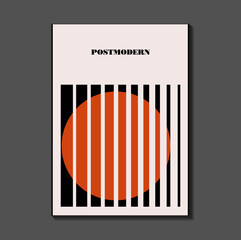 Poster inspired postmodern of vector abstract dynamic symbols with bold geometric shapes, useful for web background, poster art design, magazine front page, hi-tech print, cover artwork.