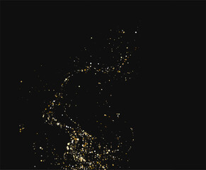 Golden glistering background with sparkling wave dust and abstract star trails. Perfect for festive greetings, New Year banners, cosmic fireworks, or luxury seasonal effects. Vector illustration. © Ольга Боярина