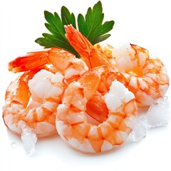 Fresh and delicious shrimp garnished with parsley, perfect for seafood dishes.