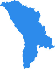 Fototapeta premium Solid Blue Silhouette Map of Moldova