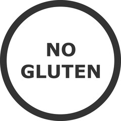 No gluten circular label in black and white