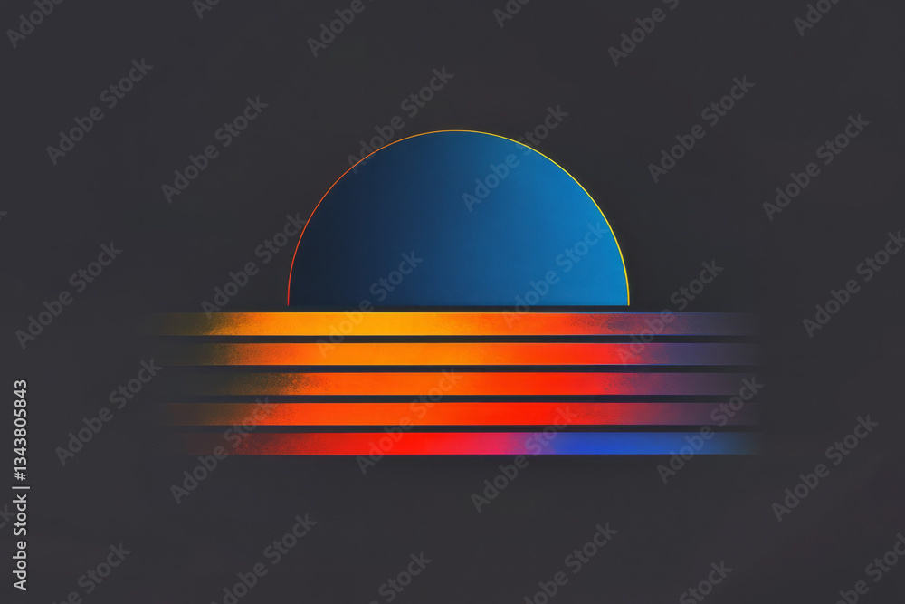 Aufkleber animated minimalist ellipse with vibrant horizontal stripes subtly transitioning between rich reds,