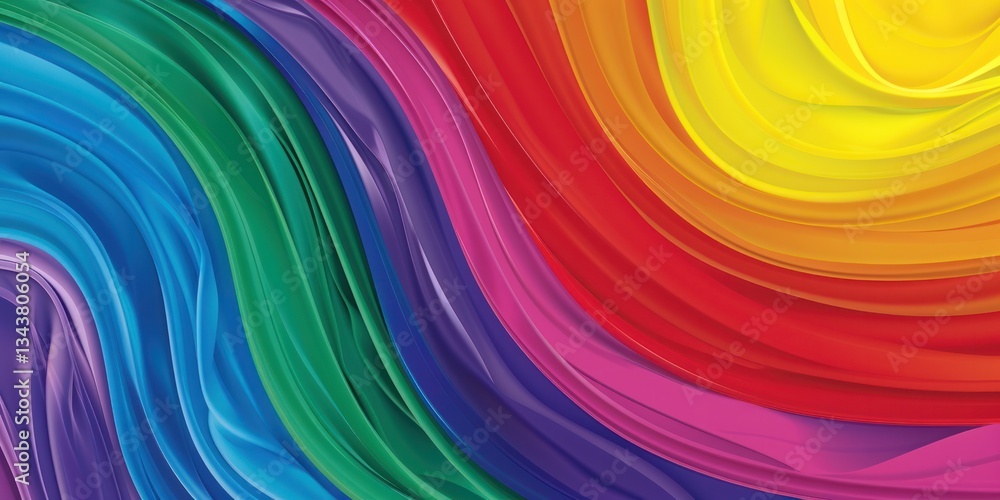 Aufkleber flat art colourful illustration rainbow curve wave paper pattern layered swirl 2d flow fluid motion 