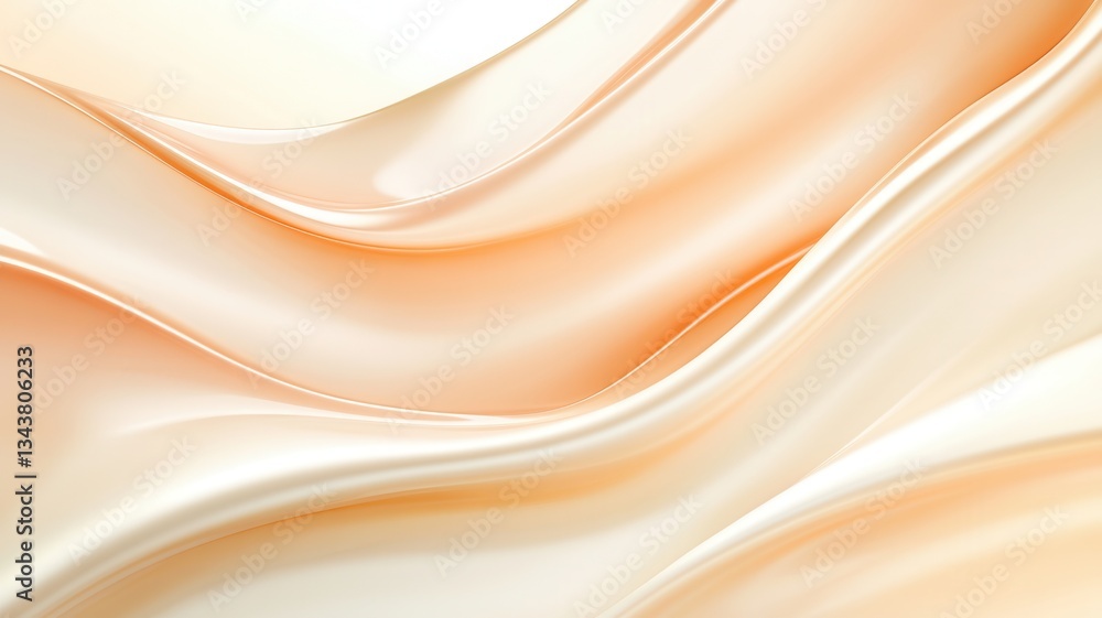 Poster soft pink waves flowing in graceful contours, generating dynamic abstract rhythm with elegant visual