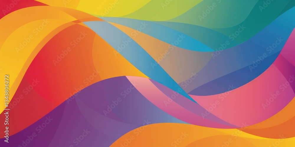 Aufkleber flat art colourful illustration rainbow curve wave paper pattern layered swirl 2d flow fluid motion 