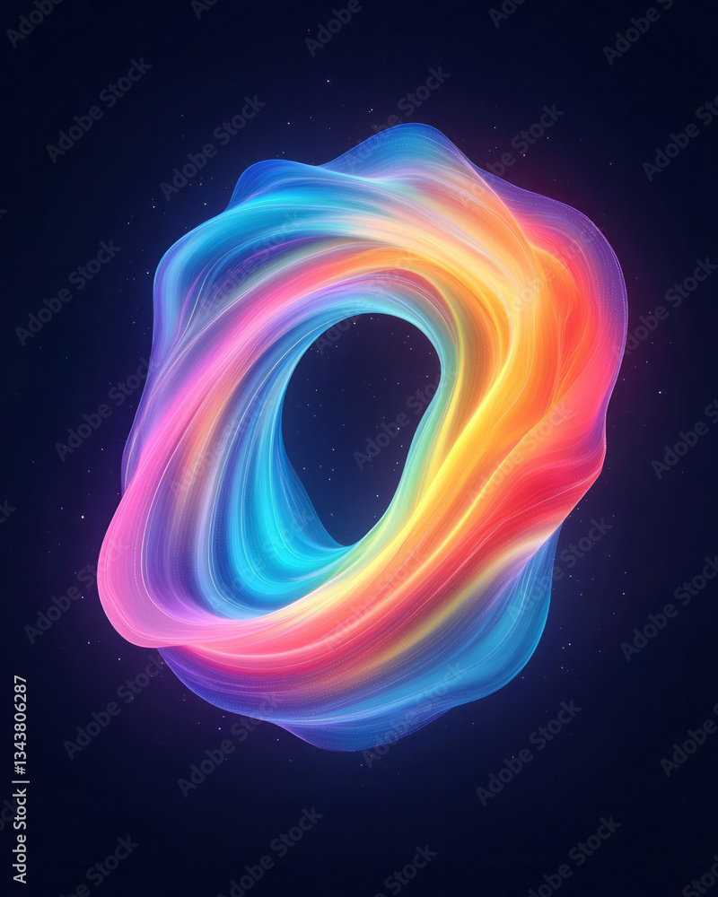 Poster minimalist abstract ellipse softly pulsing with smoothly animated horizontal bands of intense red,