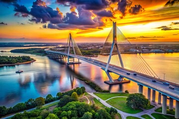 Obraz premium Charleston, South Carolina's Arthur Ravenel Bridge: A Stunning Architectural Marvel