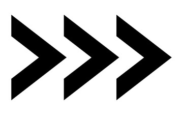 Triple Forward Arrow Symbol | Fast Forward Icon PNG | Bold Chevron Arrow Clipart | Directional Speed Arrows