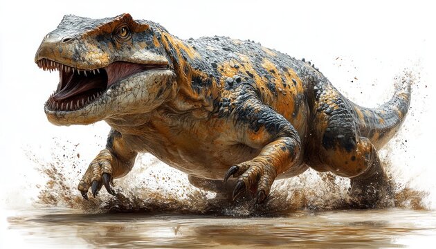 Cretaceous Marine Reptile Tylosaurus 3D Illustration Hyperrealism