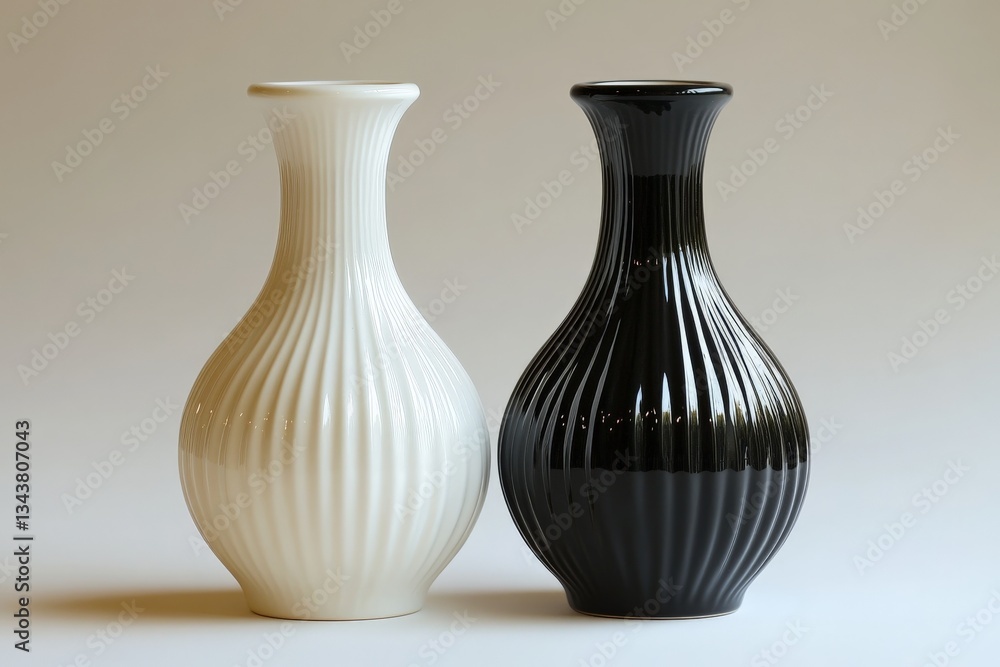 Poster elegant black and white vases showcasing modern design and craftsmanship on display against a minima
