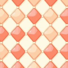 Fototapeta premium Orange and White Checkered Pattern Vintage Textile Design Gingham Fabric Background