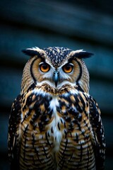 Obraz premium there is a owl that is sitting on a wooden post
