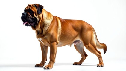 Obraz premium Majestic mastiff, powerful stance, white background, white, furry