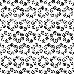 Seamless pattern with abstract black elements on a transparent background. Vector illustration in ethnic style.