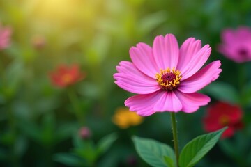 Fototapeta premium Single flower in focus with surrounding foliage, soft, serene, botany