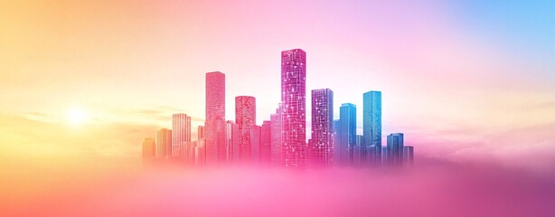 Fototapeta premium Colorful Cityscape at Sunrise