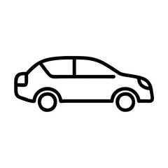 Sedan car, thin line vector icon with transparent background. Taxi, transport, auto parking