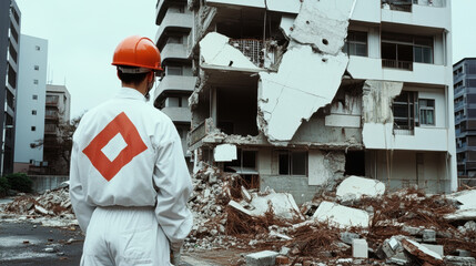 Structural engineer assessing earthquake resilience in a detailed image.