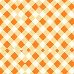 Orange and White Gingham Check Fabric Background for Autumn Thanksgiving Halloween Decoration