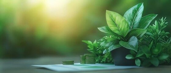 Financial analyst focusing on eco-friendly investments green environment gigapixel imagery close-up view