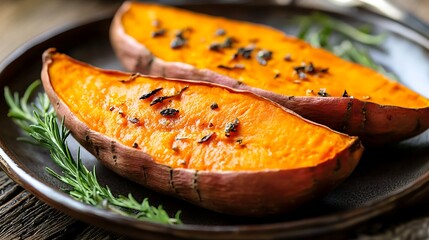 Baked Sweet Potato Wedges with Herbs and Spices / ハーブとスパイスの焼きスイートポテトウェッジ