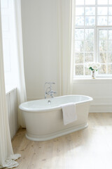 Freestanding White Bathtub in Elegant Interior