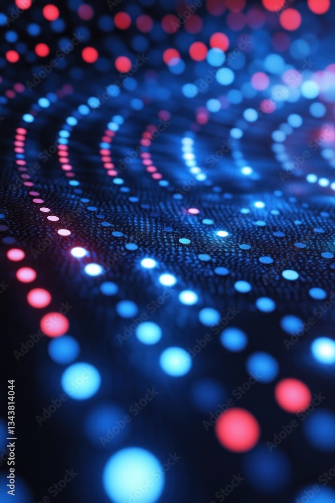 Poster abstract glowing dots on a dark background creating a vibrant pattern