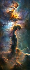 Obraz premium Vibrant cosmic cloud with star dust pillars