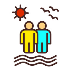 Couple In Beach Icon Design