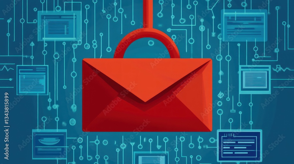 Aufkleber red envelope symbolizing secure digital communication and technology