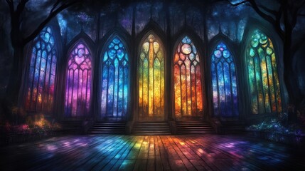 Rainbow stained glass church