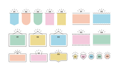 Set of line frame illustrations in minimalist line style. frame, panel, label, ribbon, badge, heart, star, note.