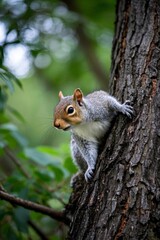 there is a squirrel that is sitting on a tree branch