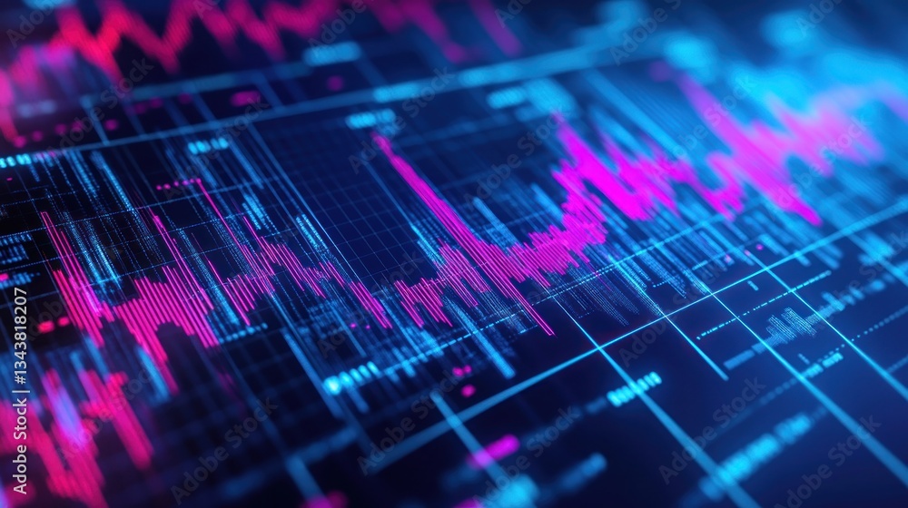 Poster abstract data visualization with vibrant colors and patterns