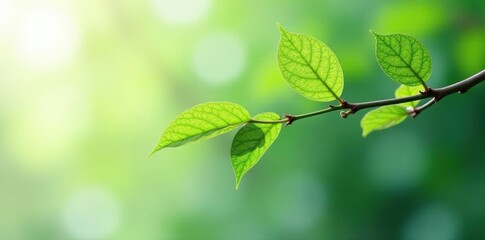 Single branch with delicate leaves isolated on white background, nature, tree branch