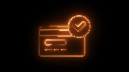 Glowing neon received card icon isolated on black background. HD Video motion graphic animation