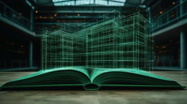 Digital architectural design in an open book