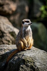there is a small animal sitting on a rock in the sun