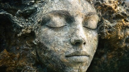 Woman with closed eyes statue