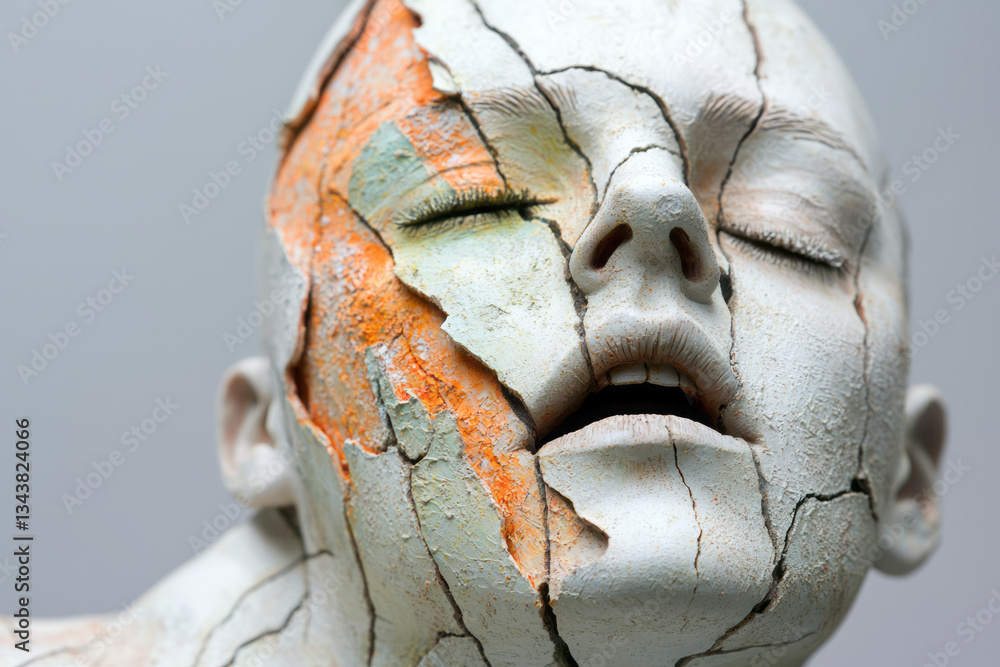 Fototapete A sculptor stepping back to find that a chisel mistake has turned a planned classical statue into a