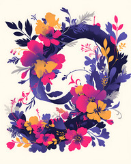 Creative 2D Doodle Floral Illustrations on White Background