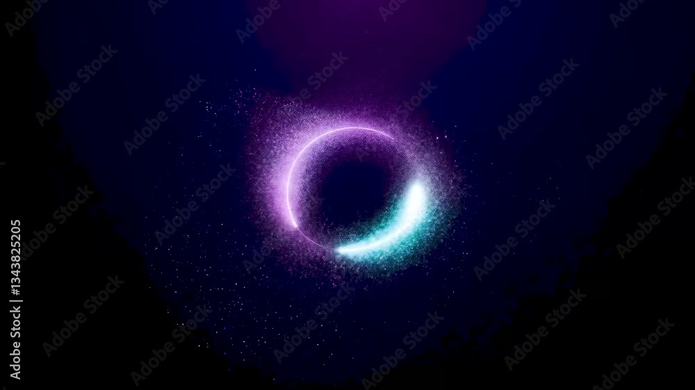 Wall mural cosmic circle: abstract design with particle ring and glowing light