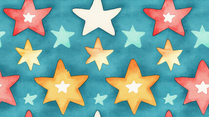 Fototapeta premium seamless pattern Colorful stars blue background create joyful