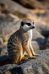 Fototapeta premium there is a small animal sitting on a rock in the sun