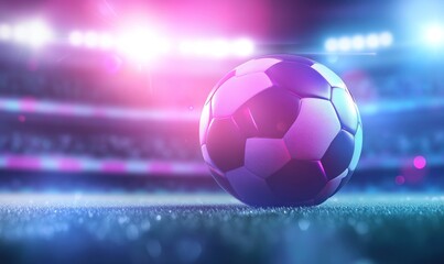 Fototapeta premium Night Football Stadium: A Futuristic Soccer Ball Under the Lights