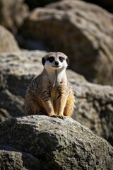 Fototapeta premium there is a small animal sitting on a rock in the sun