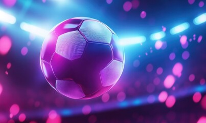 Naklejka premium Neon Soccer Ball: A Futuristic Sports Image
